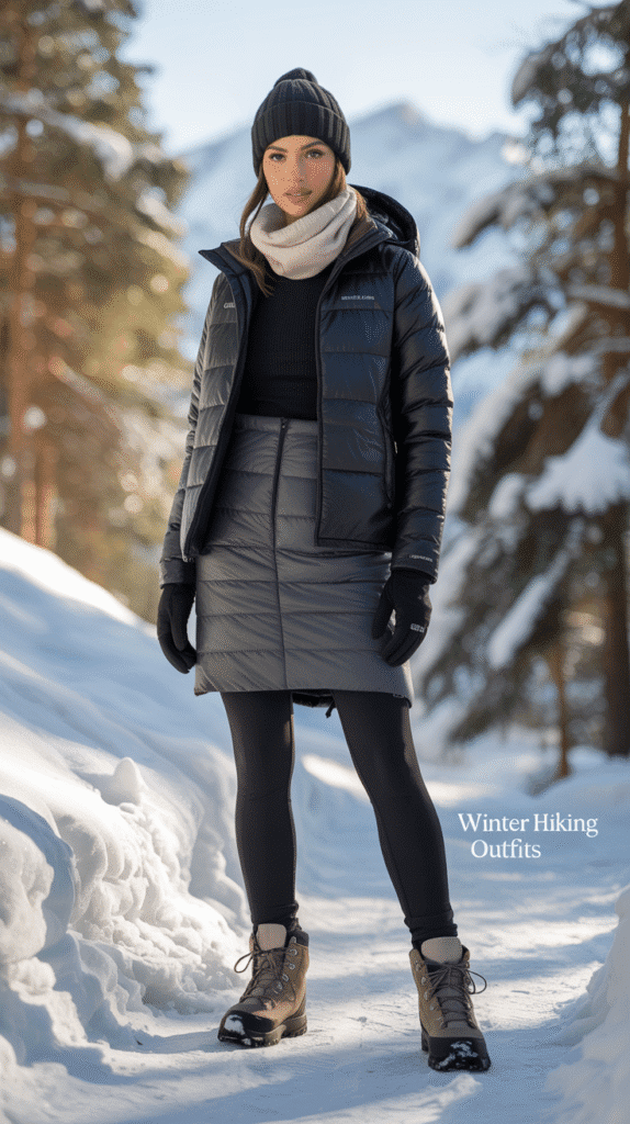27 Winter Hiking Outfits That Keep You Warm 2 Thermal Leggings with Insulated Skirt