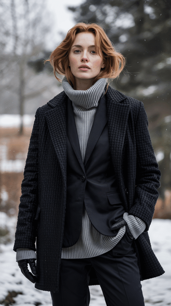 23 Winter Outfit Ideas to Stay Warm and Stylish 23 winter outfits: Monochrome Layered Outfit