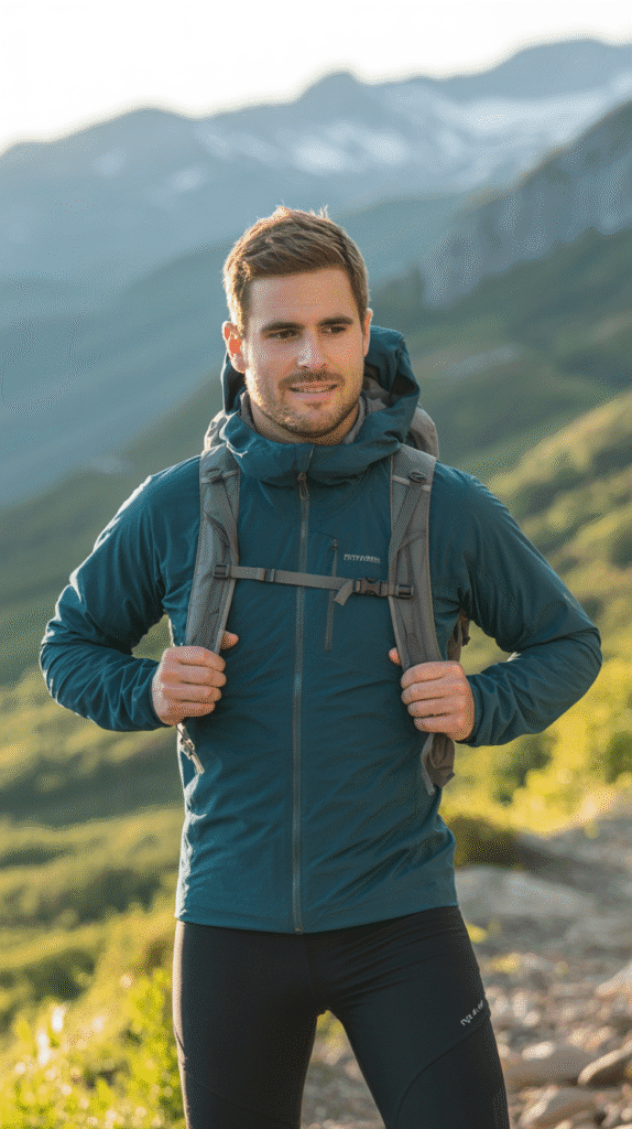 Top 21 Men’s Hiking Outfit Ideas 15 Softshell Jacket and Trail Tights