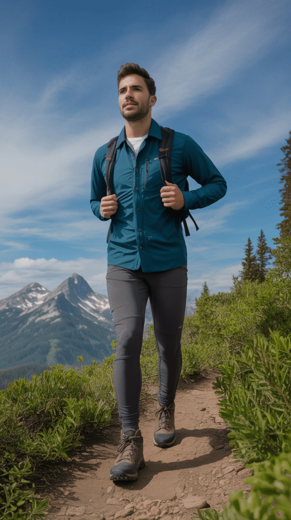 Top 21 Men’s Hiking Outfit Ideas 13 Technical Button-Up and Stretch Pants