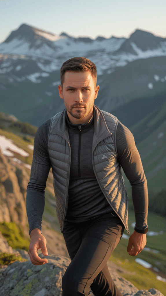Top 21 Men’s Hiking Outfit Ideas 4 Fitted Base Layer with Lightweight Vest