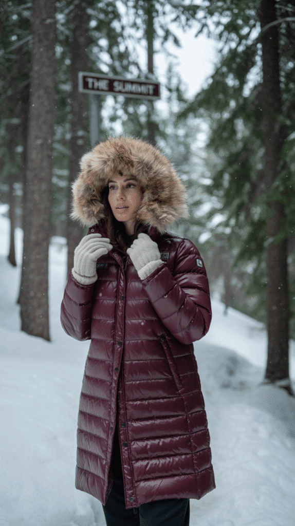 27 Winter Hiking Outfits That Keep You Warm 3 Puffy Down Jacket with Hood