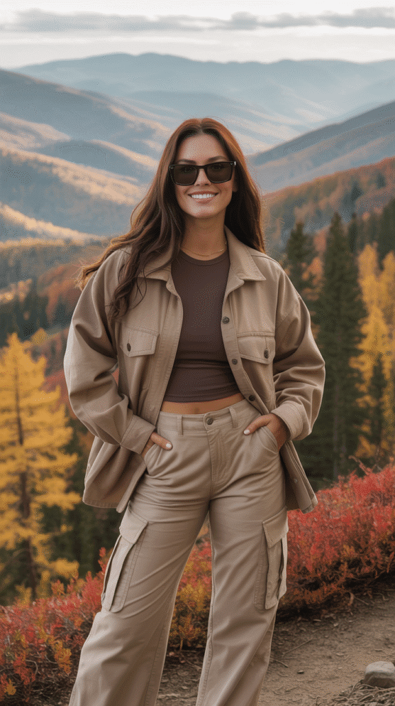 23 Chic Hiking Looks for Women 20 Hiker-Chic Matching Set with Oversized Shacket