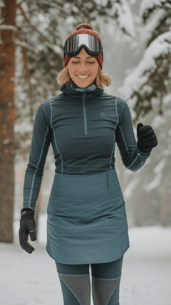 27 Winter Hiking Outfits That Keep You Warm 11 Insulated Skorts with Leggings