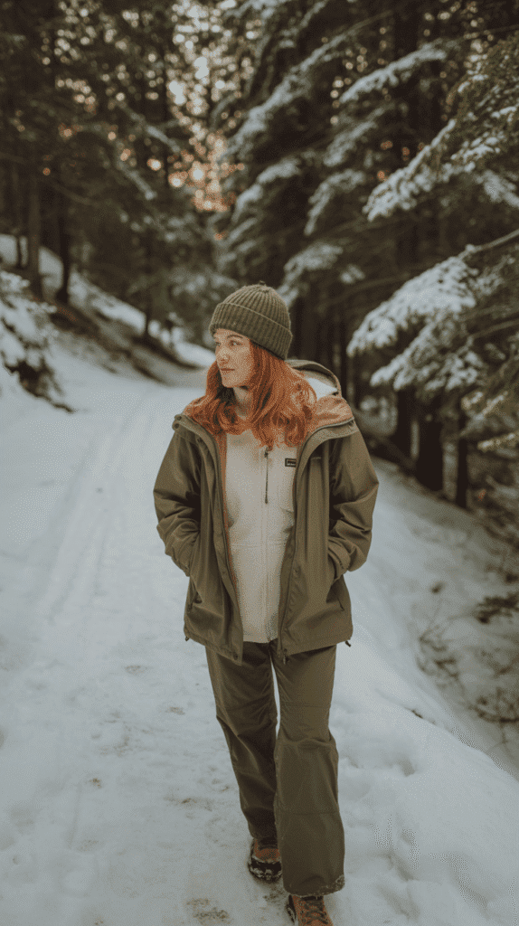 27 Winter Hiking Outfits That Keep You Warm 4 Layered Fleece and Shell Jacket