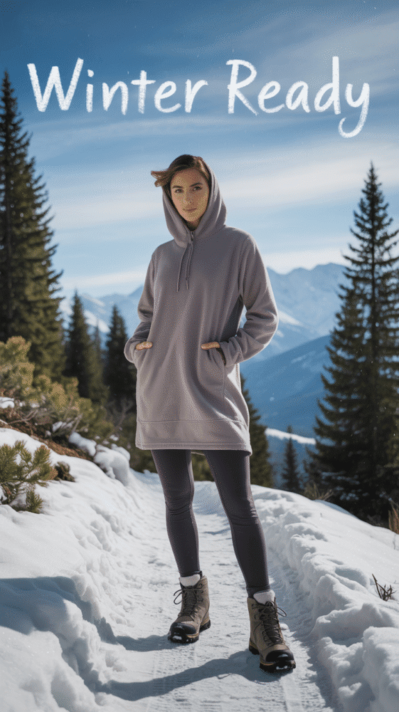 27 Winter Hiking Outfits That Keep You Warm 26 Cable Knit Sweater Over Base Layer