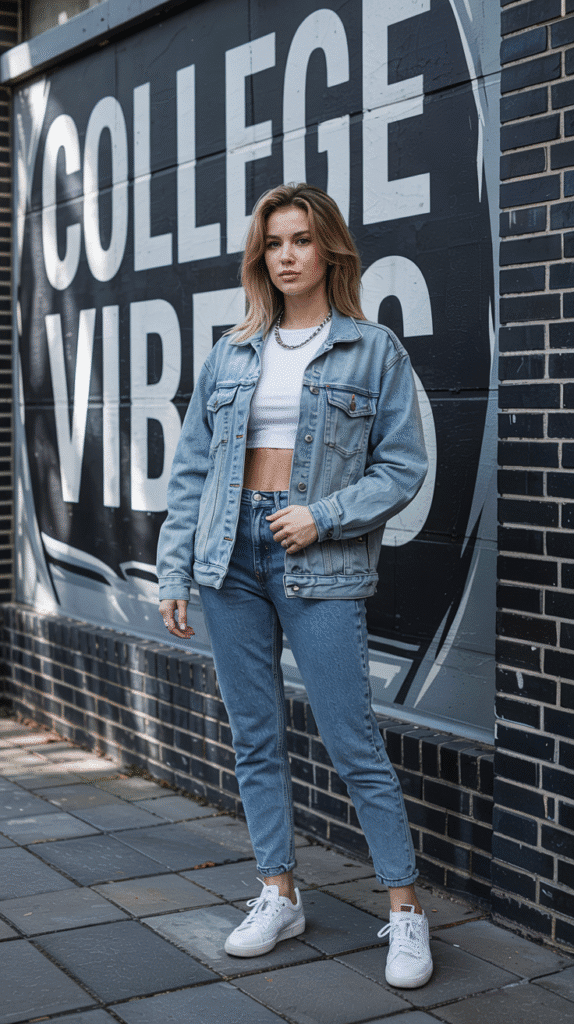 21 Must-Try College Outfit Ideas for Every Season 22 College Outfit: Denim-on-Denim Revival