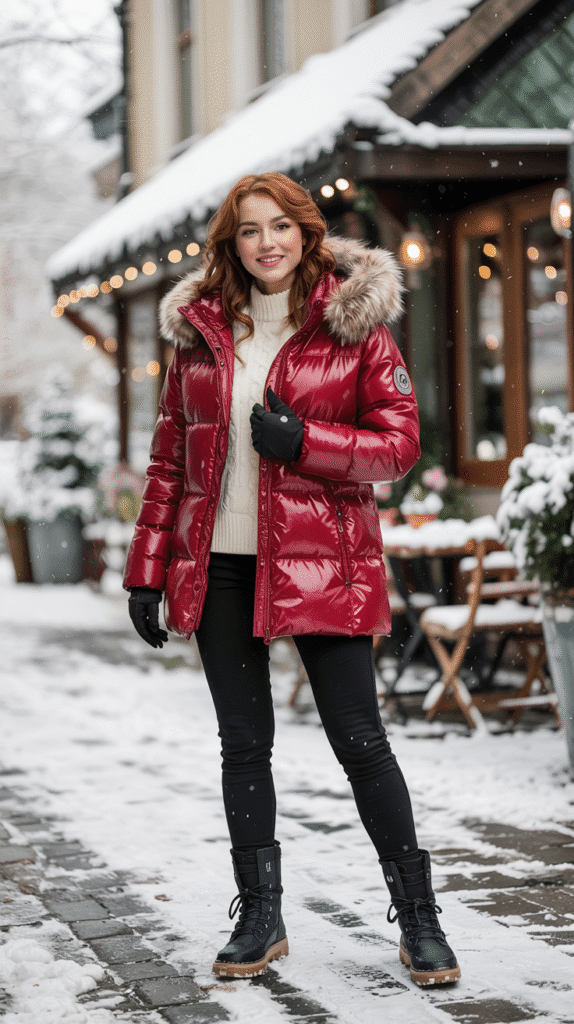 23 Winter Outfit Ideas to Stay Warm and Stylish 2 winter outfits: Puffer Jacket with Leggings
