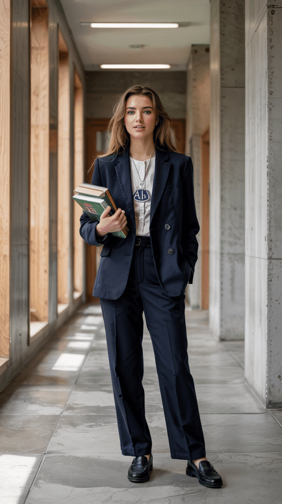 21 Must-Try College Outfit Ideas for Every Season 11 College Outfit: Tailored Blazer and Trousers