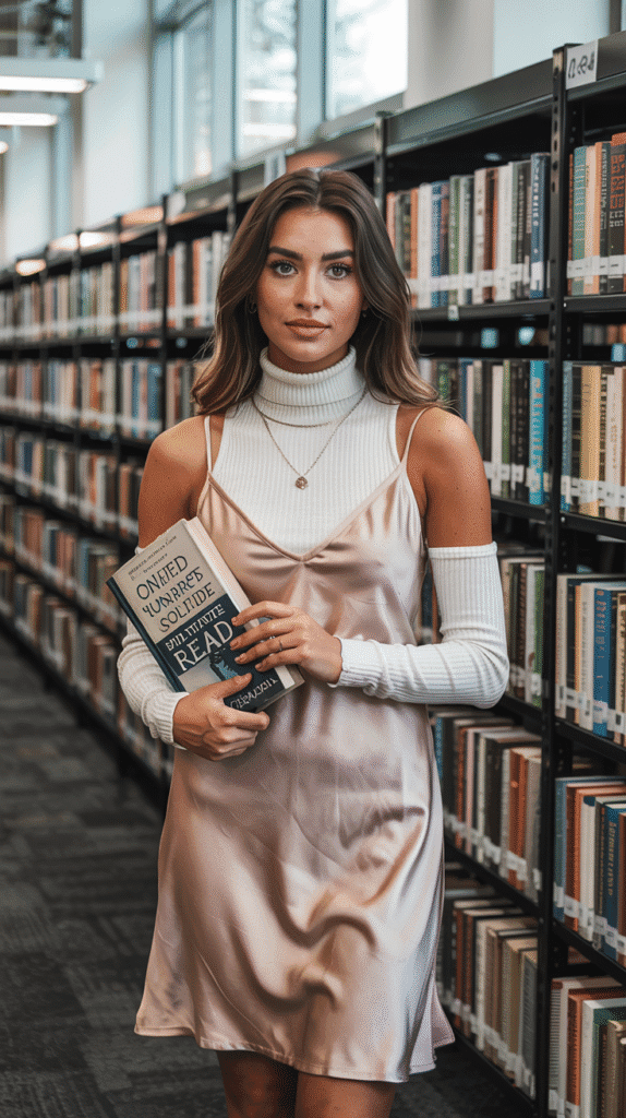 21 Must-Try College Outfit Ideas for Every Season 20 College Outfit: Turtleneck Layered Under Slip Dress