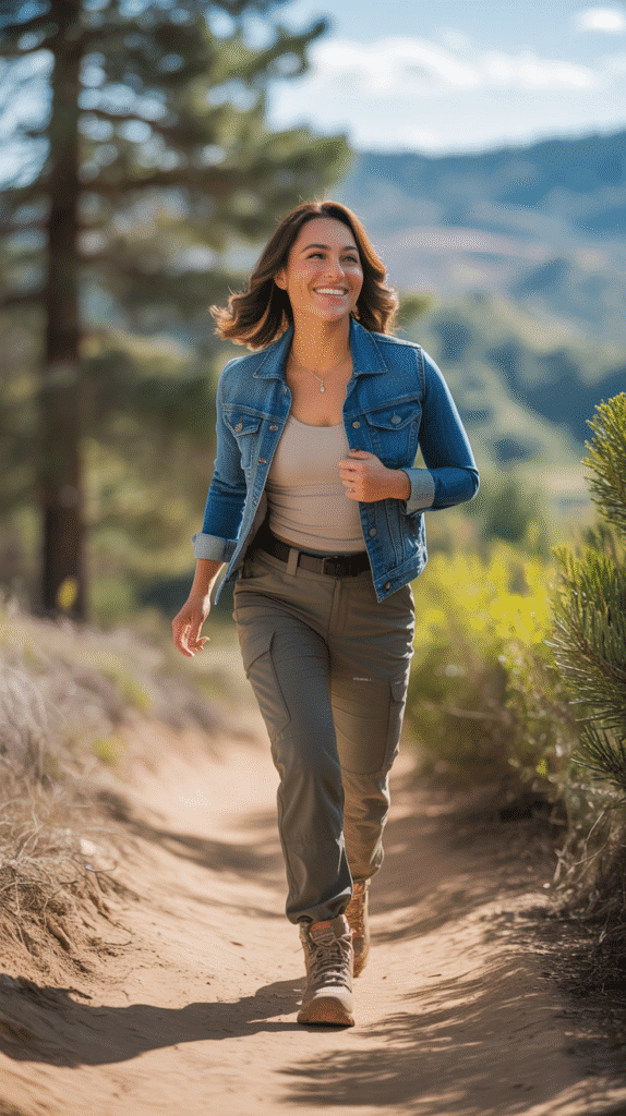 23 Chic Hiking Looks for Women 18 Denim-Inspired Trail Look
