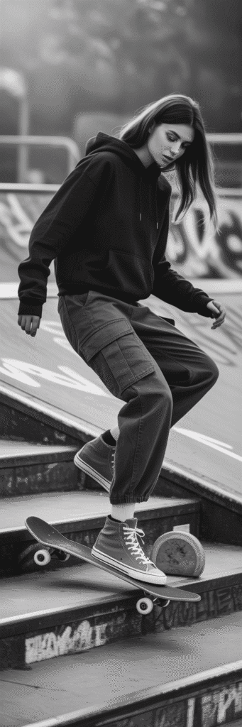 20 Skate Outfit Ideas to Inspire Your Next Look 14 Monochrome Skate Fit