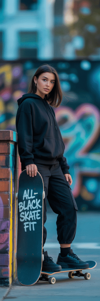 20 Skate Outfit Ideas to Inspire Your Next Look 7 All-Black Skate Fit