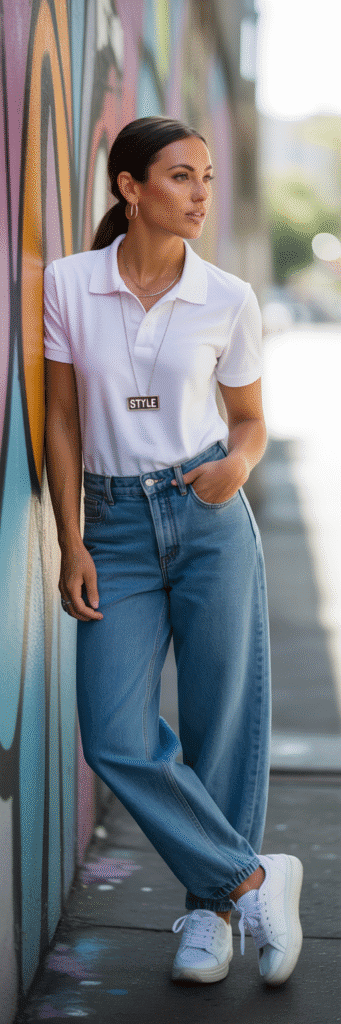 20 Creative Outfit Ideas with Skate Jeans 13 Polo Shirt and Relaxed Skate Jeans