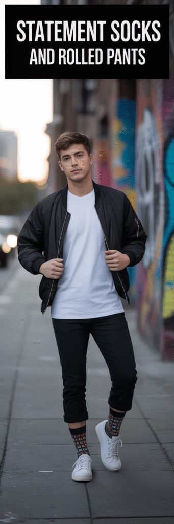 20 Best Skate Outfit Ideas for Men 16 Statement Socks and Rolled Pants