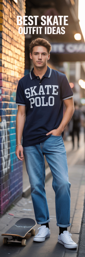 20 Best Skate Outfit Ideas for Men 11 Skate Polo and Straight Jeans
