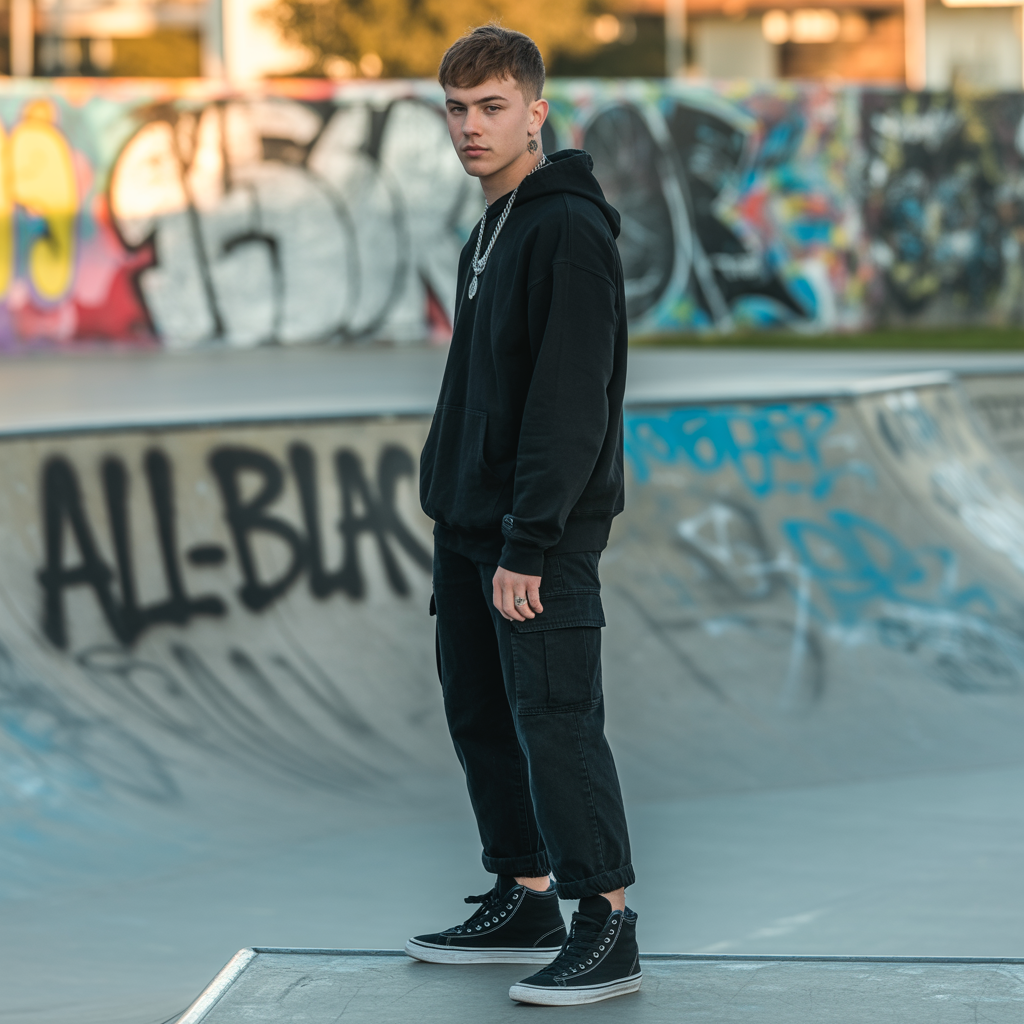 20 Best Skate Outfit Ideas for Men 6 All-Black Skate Look