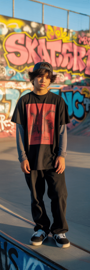 20 Best Skate Outfit Ideas for Men 4 Long Sleeve Under Short Sleeve