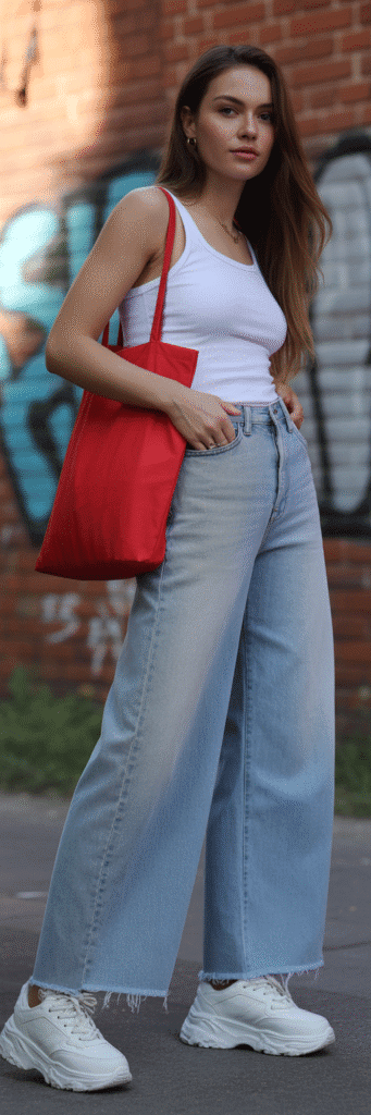 20 Creative Outfit Ideas with Skate Jeans 7 Tank Top and Wide-Leg Skate Jeans