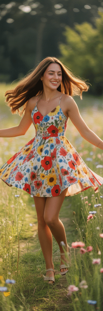20 Fun Outfit Ideas for Roller Skating Nights 7 Floral Skater Dress