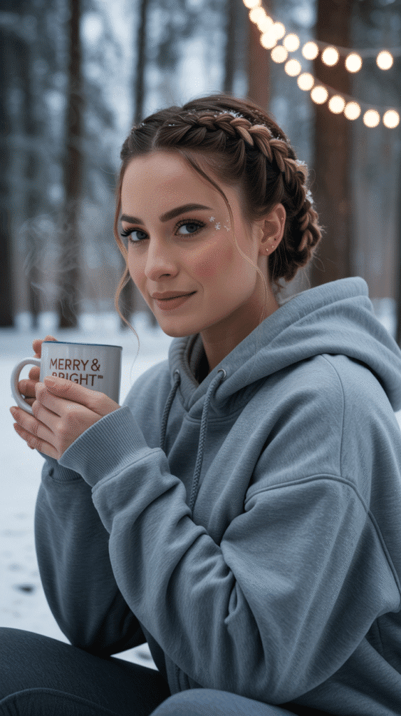 33 Best Christmas Hairstyles for Medium Length Hair That Wow 31 Double Dutch Braids into Low Bun