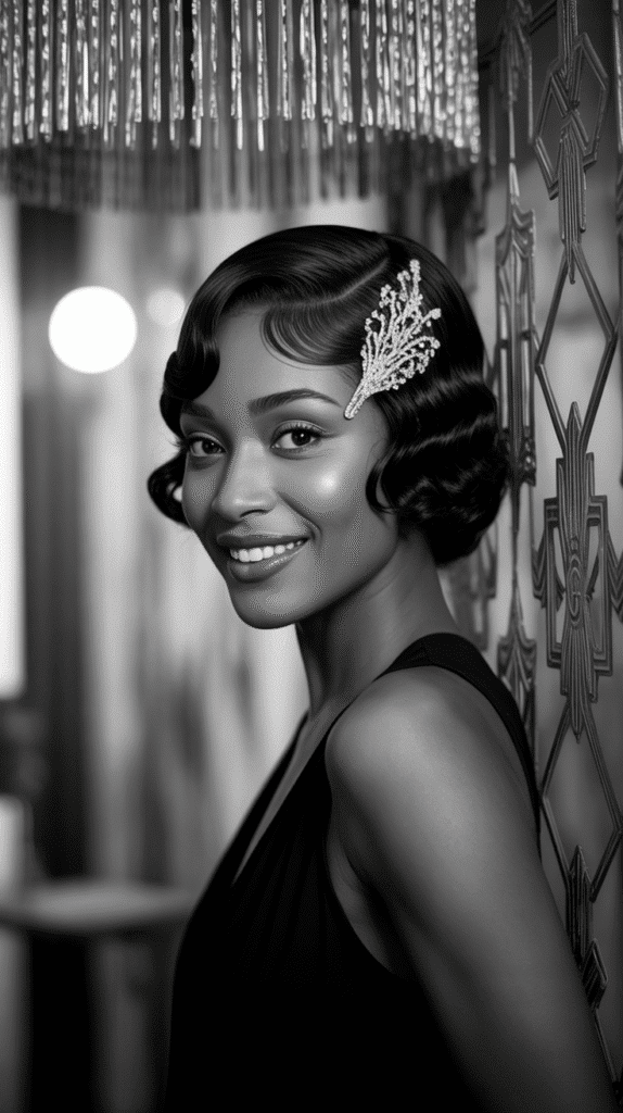 33 Trendy Christmas Hairstyles for Black Women That Slay Every Party 25 Finger Waves with Art Deco Hair Comb