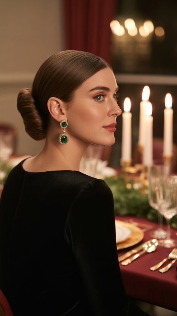 30 Chic Christmas Short Hairstyles That Are Cute and Easy 22 Twisted Low Bun