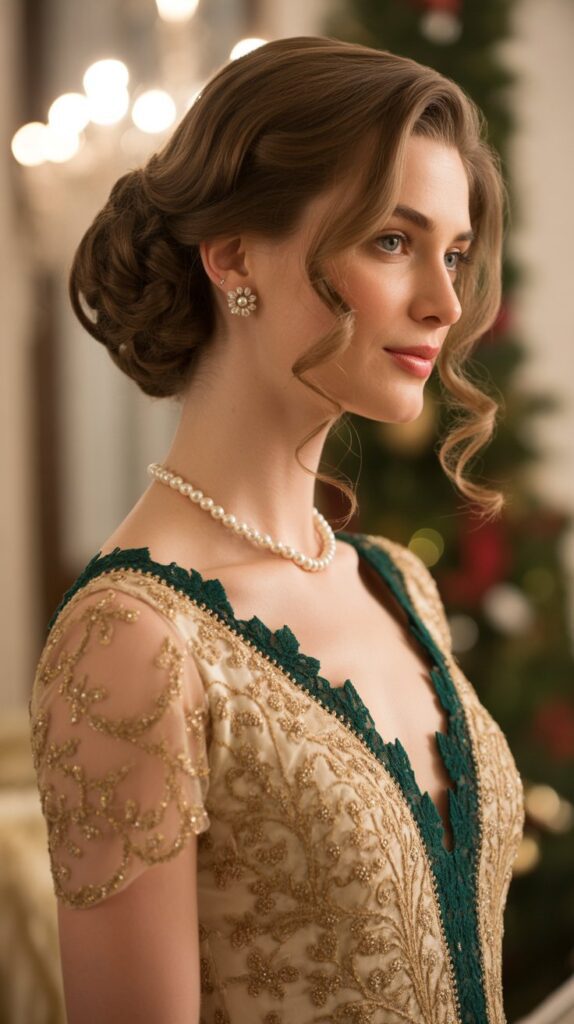 33 Modern Christmas Hairstyles for Curly Hair Full of Bounce and Charm 16 Twisted Side Bun