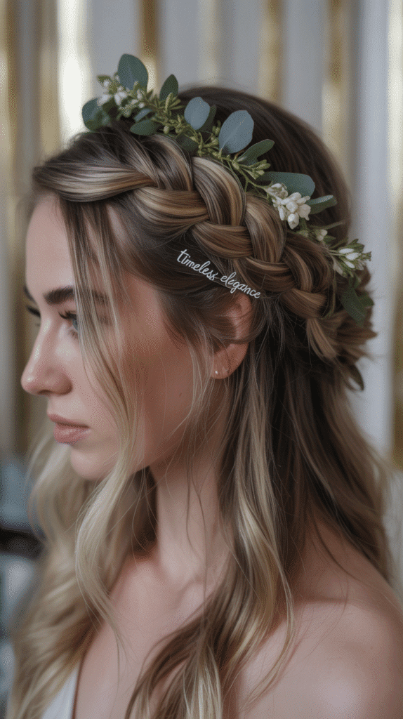 27 Easy Christmas Hairstyles with Braids for a Creative Holiday Look 13 Dutch Braid into Low Bun with Greenery