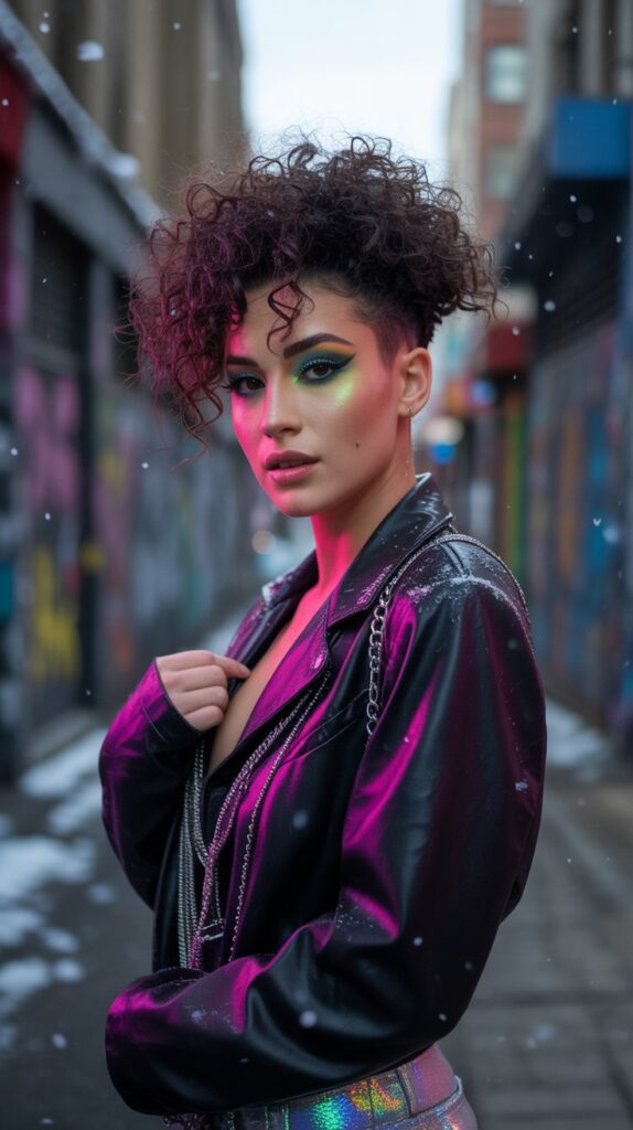 33 Modern Christmas Hairstyles for Curly Hair Full of Bounce and Charm 13 Curly Faux Hawk