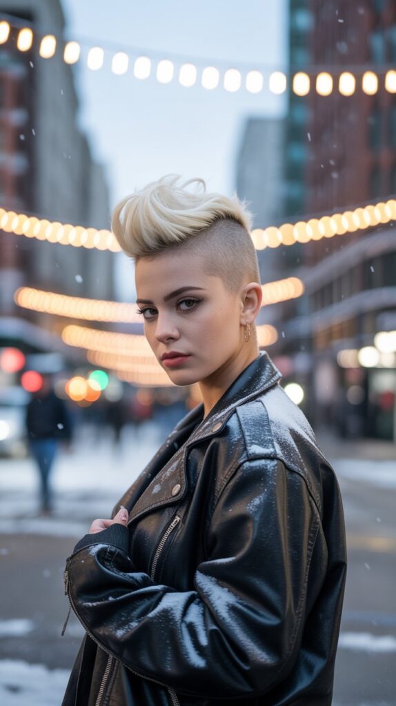 30 Chic Christmas Short Hairstyles That Are Cute and Easy 20 Faux Hawk with Shaved Sides