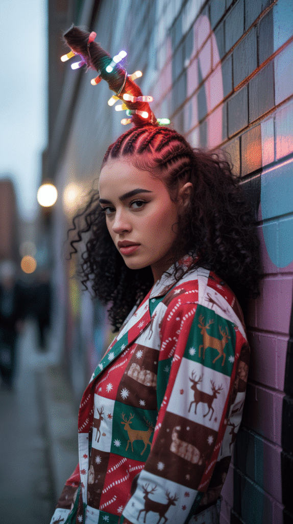 33 Modern Christmas Hairstyles for Curly Hair Full of Bounce and Charm 29 Mohawk Braid with Curly Sides