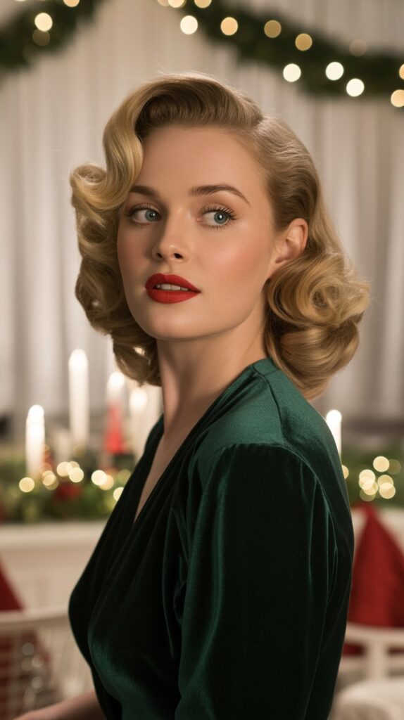 33 Modern Christmas Hairstyles for Curly Hair Full of Bounce and Charm 10 Defined Ringlets with Vintage Waves