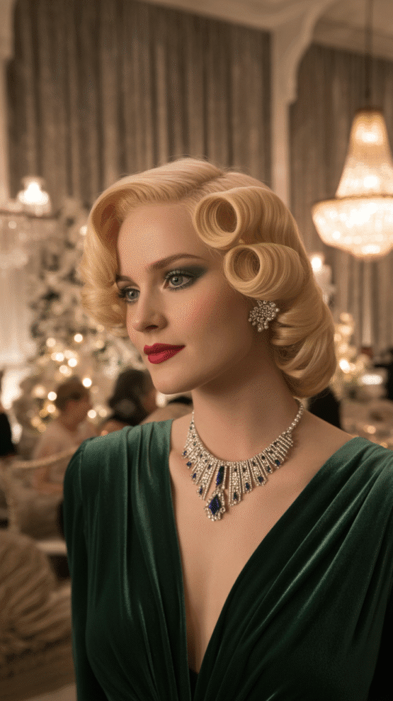 33 Best Christmas Hairstyles for Medium Length Hair That Wow 32 Glamorous Side Part with Pin Curls
