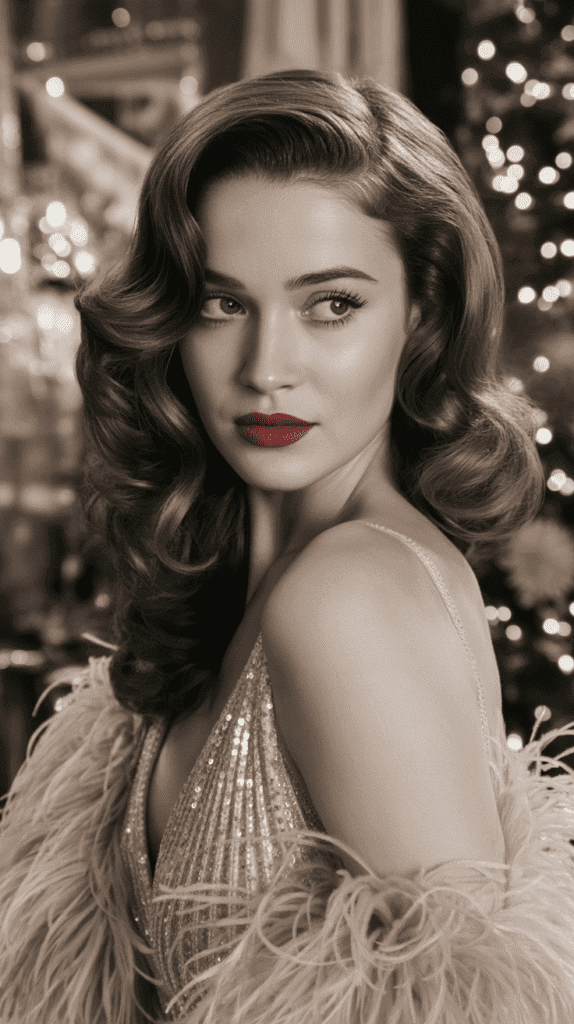 30 Best Christmas Hairstyles for Women to Shine This Holiday Season 11 Side-Swept Curls with Deep Part