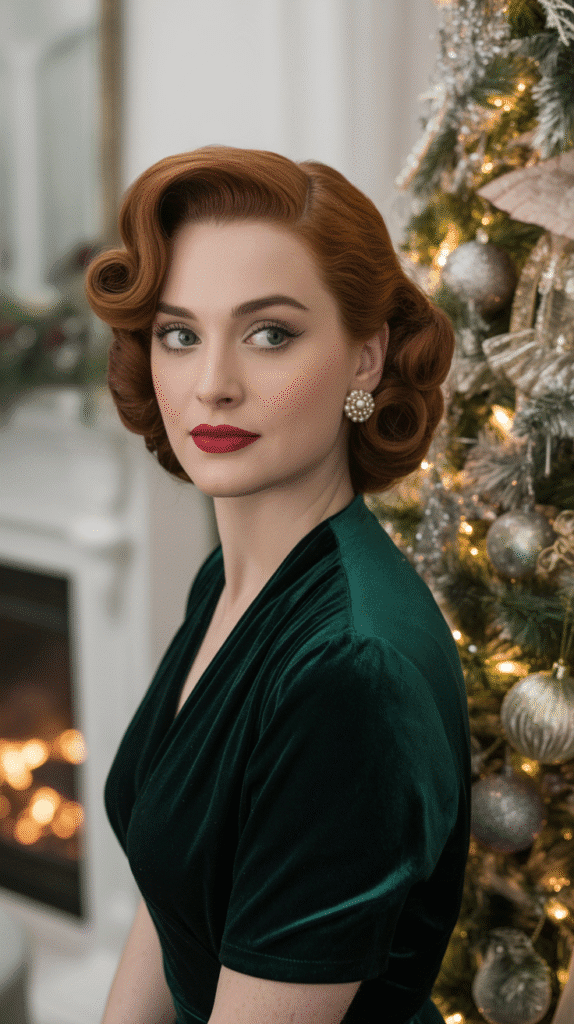 33 Best Christmas Hairstyles for Medium Length Hair That Wow 5 Vintage Pin Curls Updo