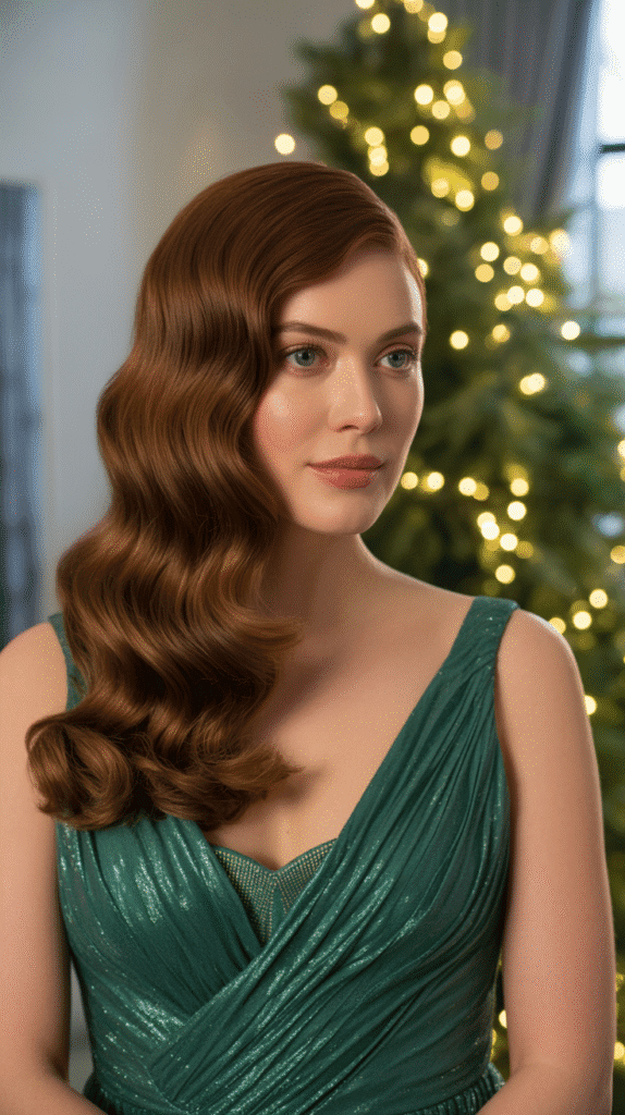 30 Best Christmas Hairstyles for Women to Shine This Holiday Season 1 Classic Red Carpet Waves
