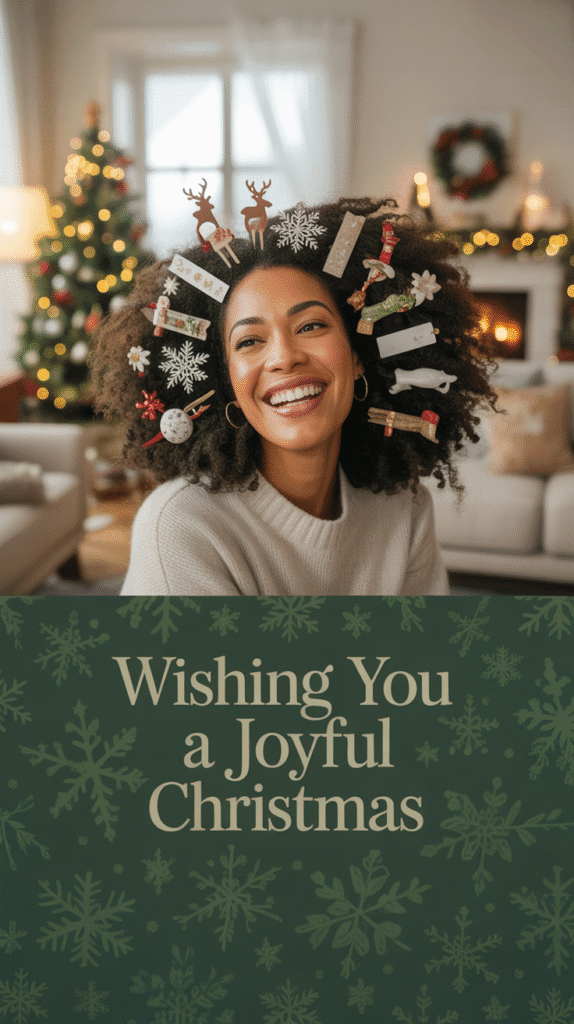 30 Latest Christmas Hairstyles for Short Hair That Are Quick and Chic 30 Natural Texture with Decorative Clips