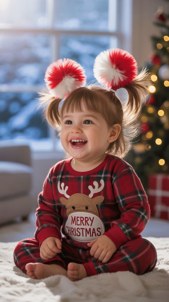 27 Best Christmas Hairstyles for Kids That Are Adorable and Festive 25 Twisted Pigtails with Pom-Pom Ties