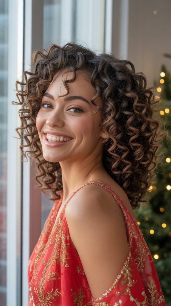 33 Modern Christmas Hairstyles for Curly Hair Full of Bounce and Charm 12 Bantu Knot-Out Curls