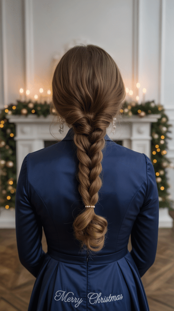 33 Trendy Christmas Hairstyles for Black Kids That Spark Joy 27 French Braid into Low Bun