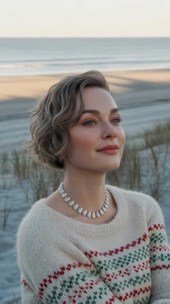 30 Chic Christmas Short Hairstyles That Are Cute and Easy 16 Textured Beach Waves