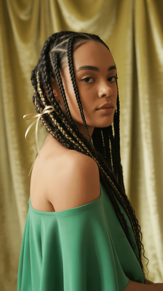 33 Trendy Christmas Hairstyles for Black Kids That Spark Joy 23 Side Braided Cascade