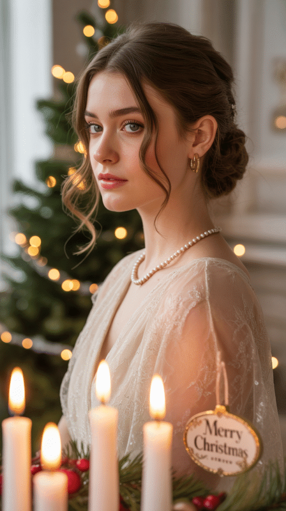 33 Best Christmas Hairstyles for Medium Length Hair That Wow 17 Soft Romantic Updo