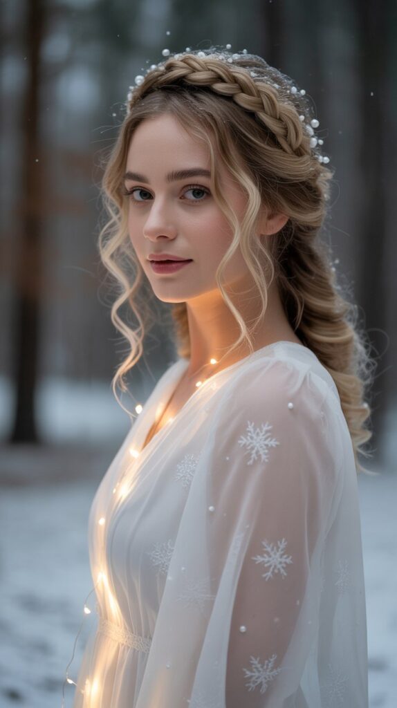 33 Modern Christmas Hairstyles for Curly Hair Full of Bounce and Charm 4 Braided Crown with Curly Ends