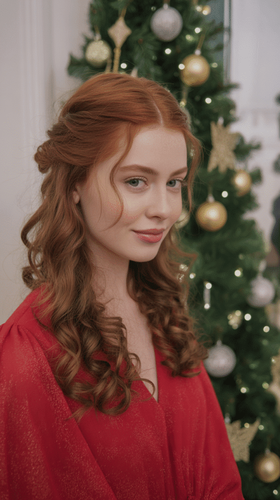 30 Best Christmas Hairstyles for Women to Shine This Holiday Season 5 Half-Up Half-Down with Twisted Details