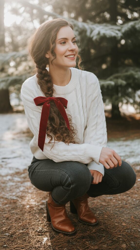 33 Modern Christmas Hairstyles for Curly Hair Full of Bounce and Charm 20 Braided Curly Ponytail