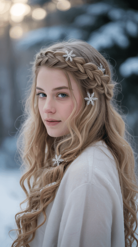 27 Best Christmas Hairstyles for Kids That Are Adorable and Festive 3 Snowflake Crown Braid