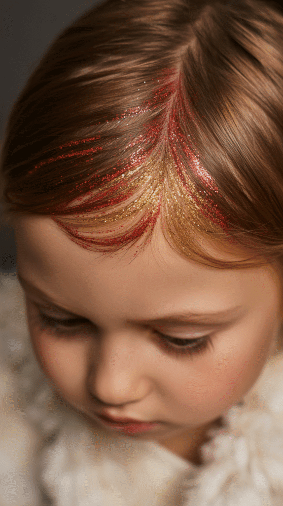 27 Best Christmas Hairstyles for Kids That Are Adorable and Festive 8 Glitter Root Part