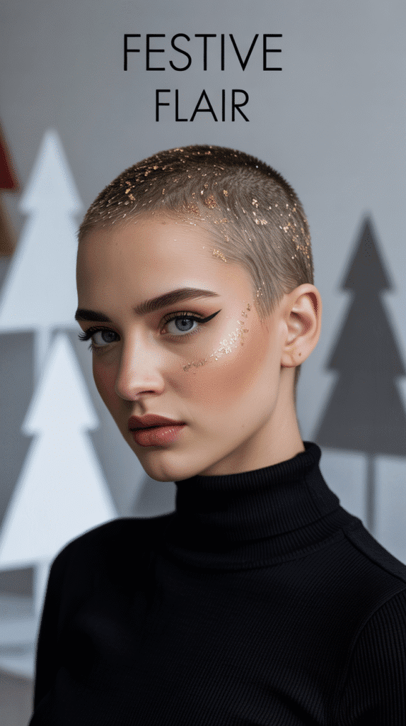 30 Latest Christmas Hairstyles for Short Hair That Are Quick and Chic 16 Textured Crop with Glitter Roots